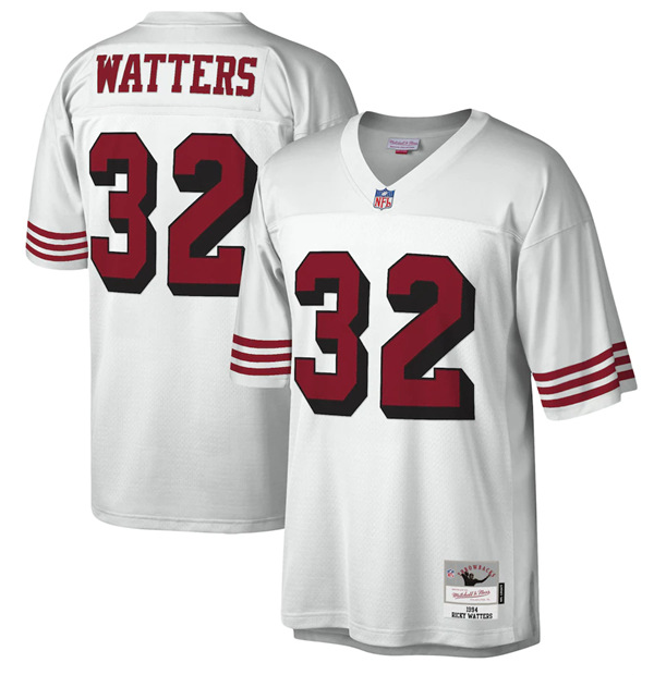 Men's San Francisco 49ers #32 Ricky Watters White Mitchell & Ness Legacy Stitched Jersey Men's San Francisco 49ers #32 Ricky Watters White Mitchell & Ness Legacy Stitched Jersey